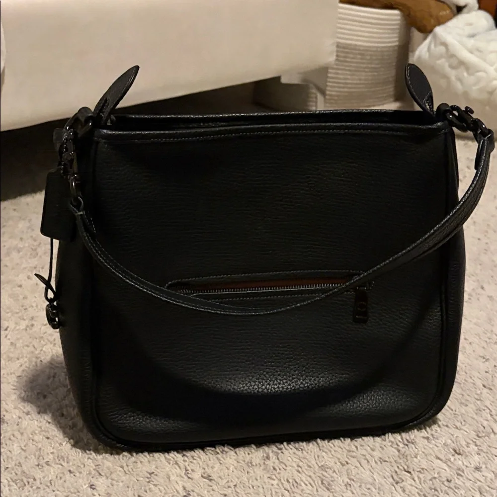 Coach Cary Black Leather Shoulder Bag - Picture 1 of 11